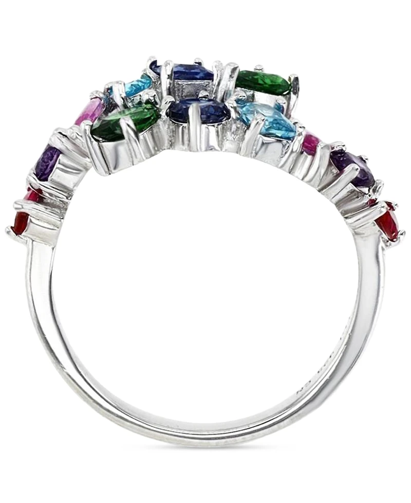 Lab-Grown Ruby (3/4 ct. t.w.), Pink Sapphire (1/3 t.w.) & Cubic Zirconia Multicolor Wrap Ring Sterling Silver
