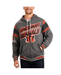 Men's G-iii Sports by Carl Banks Black, Gray Cincinnati Bengals Extreme Full Back Reversible Hoodie Full-Zip Jacket