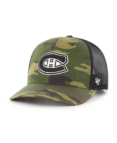 Men's '47 Brand Camo, Black Montreal Canadiens Trucker Snapback Hat