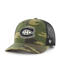 Men's '47 Brand Camo, Black Montreal Canadiens Trucker Snapback Hat