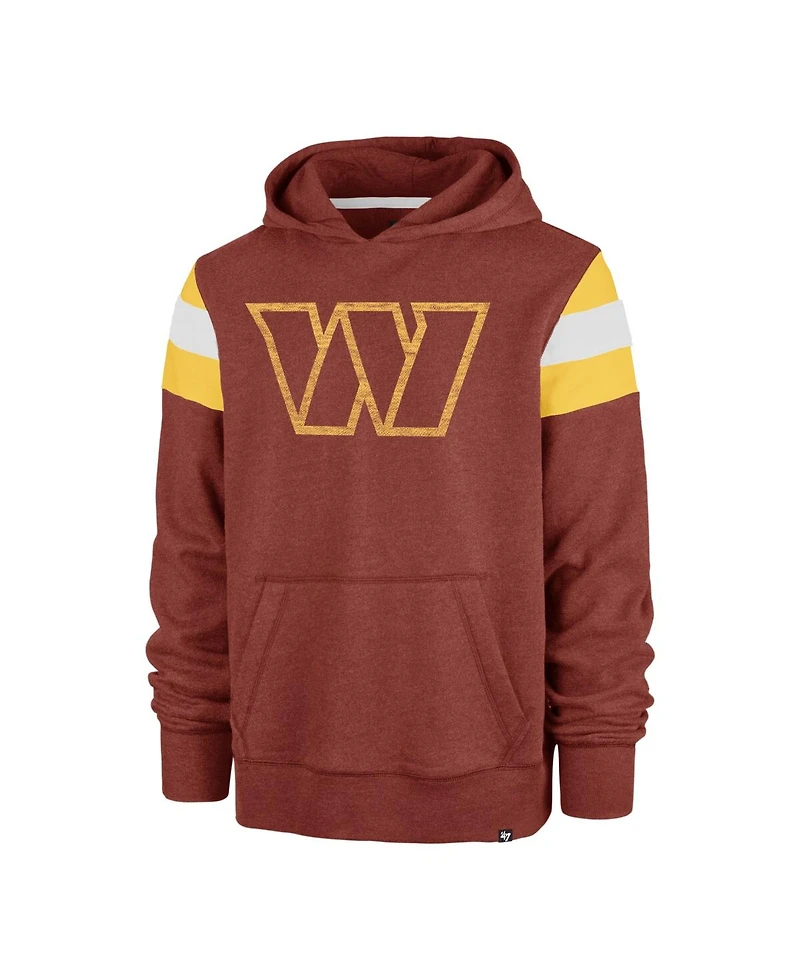 Men's '47 Brand Heathered Burgundy Distressed Washington Commanders Premier Nico Pullover Hoodie