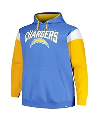 Men's Profile Powder Blue Los Angeles Chargers Big and Tall Trench Battle Pullover Hoodie