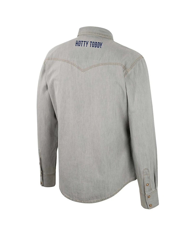 Men's Colosseum x Wrangler Gray Ole Miss Rebels Cowboy Cut Western Full-Snap Long Sleeve Shirt