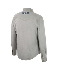 Men's Colosseum x Wrangler Gray Ole Miss Rebels Cowboy Cut Western Full-Snap Long Sleeve Shirt