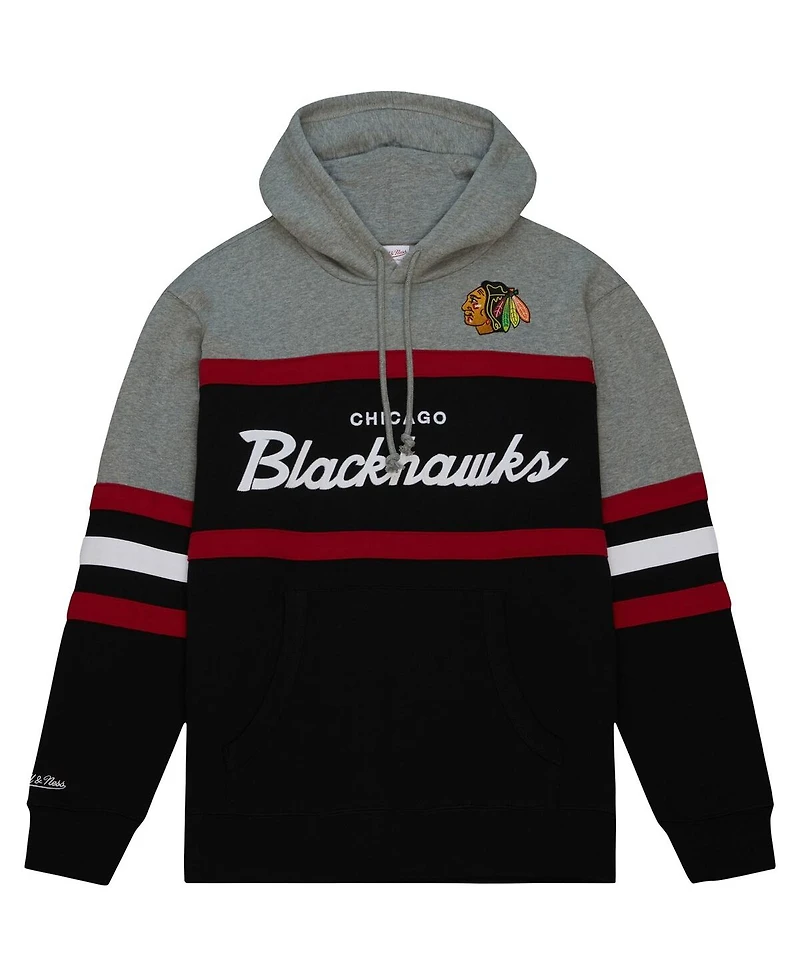 Men's Mitchell & Ness Black, Gray Chicago Blackhawks Head Coach Pullover Hoodie