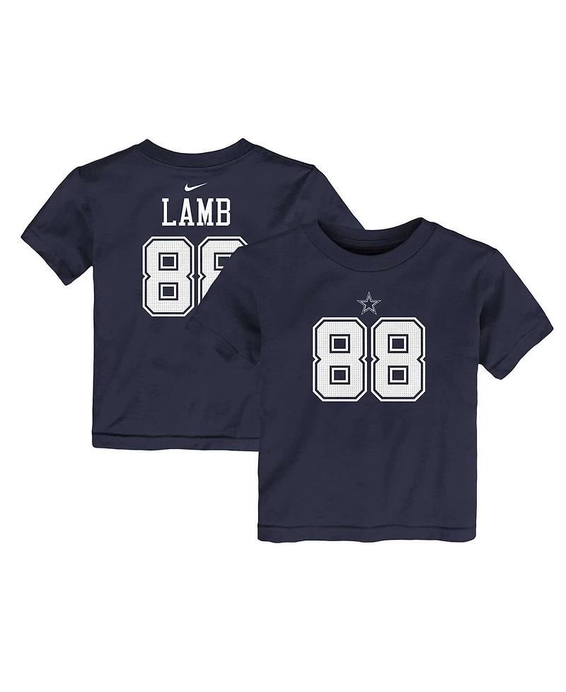 Toddler Boys and Girls Nike CeeDee Lamb Navy Dallas Cowboys Player Name and Number T-shirt