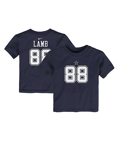 Toddler Boys and Girls Nike CeeDee Lamb Navy Dallas Cowboys Player Name and Number T-shirt