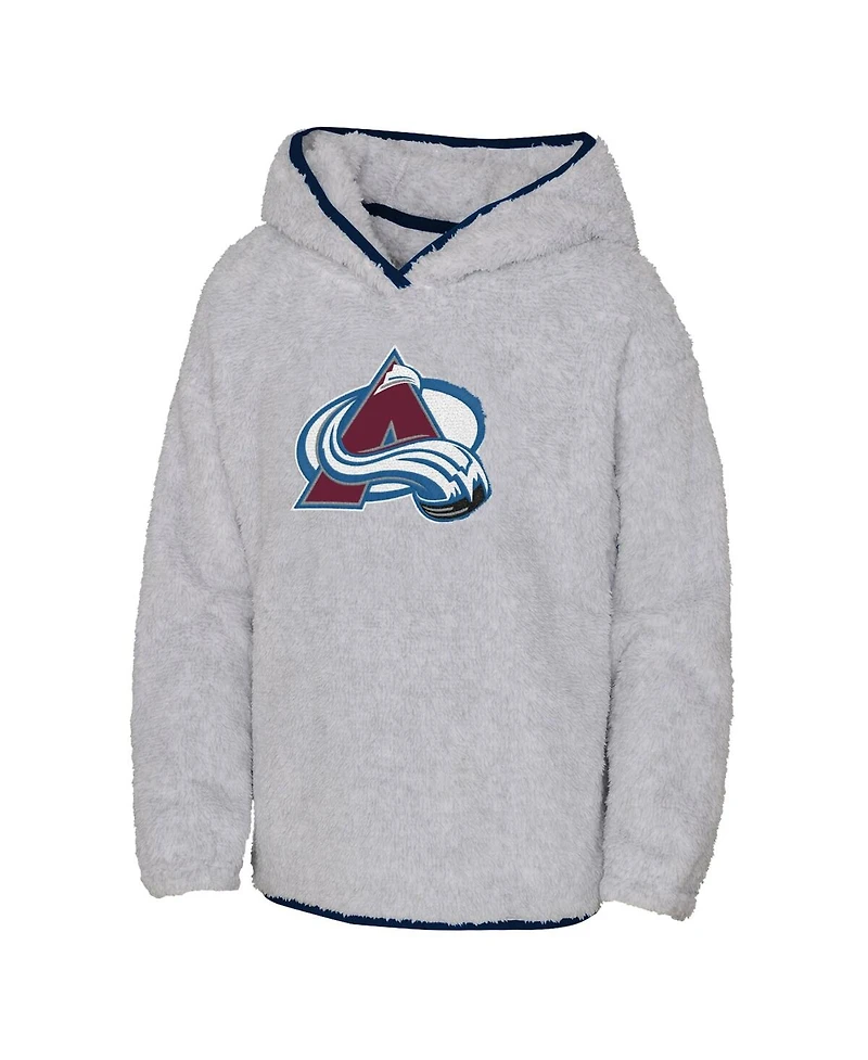 Big Girls Heather Gray Colorado Avalanche Ultimate Teddy Fleece Pullover Hoodie