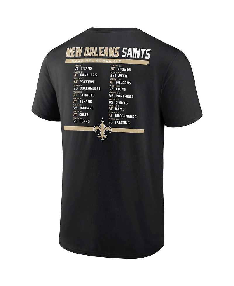 Men's Fanatics Black, White New Orleans Saints Two-Pack 2023 Schedule T-shirt Combo Set