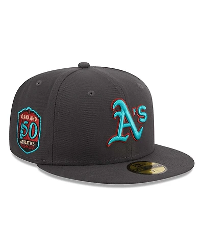 Men's New Era Graphite Oakland Athletics Print Undervisor 59FIFTY Fitted Hat