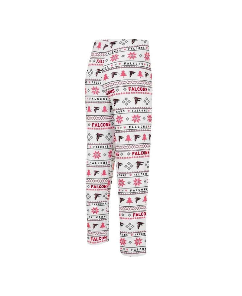 Men's Concepts Sport White, Red Atlanta Falcons Tinsel Raglan Long Sleeve T-shirt and Pants Sleep Set