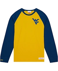 Men's Mitchell & Ness Gold West Virginia Mountaineers Legendary Slub Raglan Long Sleeve T-shirt