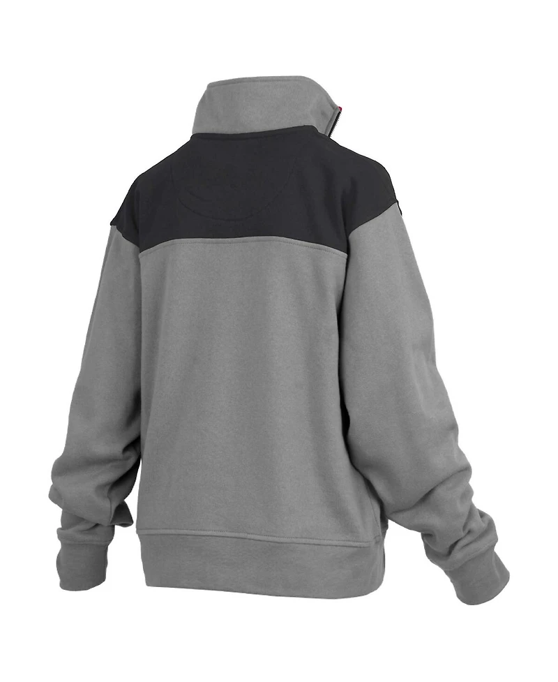 Women's Pressbox Gray Iowa Hawkeyes Avon Fleece Quarter-Zip Jacket