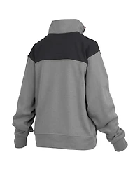 Women's Pressbox Gray Iowa Hawkeyes Avon Fleece Quarter-Zip Jacket