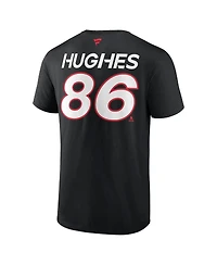 Men's Fanatics Jack Hughes Black New Jersey Devils Authentic Pro Prime Name and Number T-shirt
