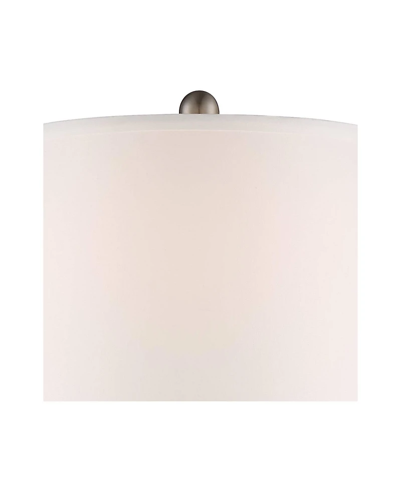 Regency Hill Arden Modern Table Lamps 25" High Set of 2 Mercury Glass Twist White Empire Bell Shade for Bedroom Living Room Bedside Nightstand Ho