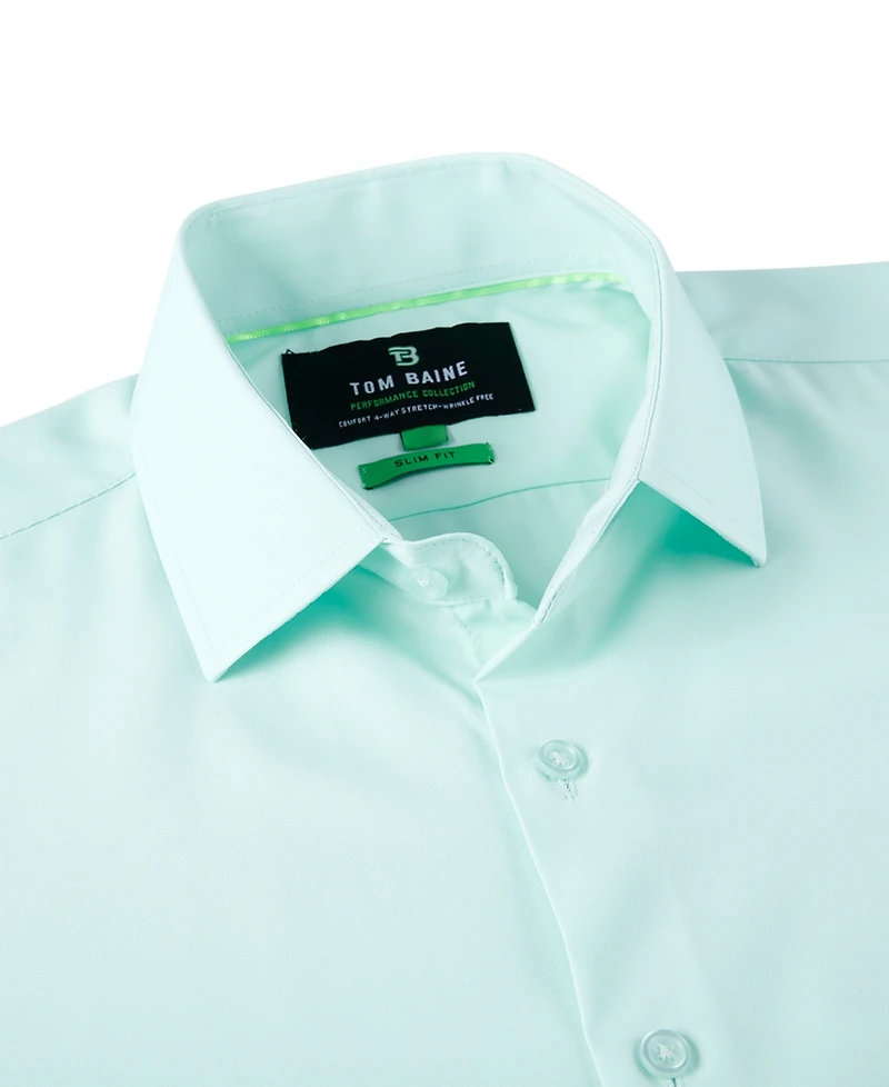 Men's Slim Fit Short Sleeve Performance Button Down Dress Shirt