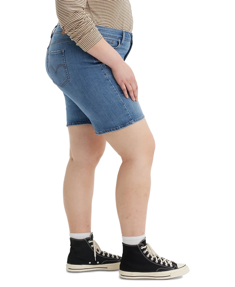 Levi's Plus Size Mid Length Distressed Denim Shorts