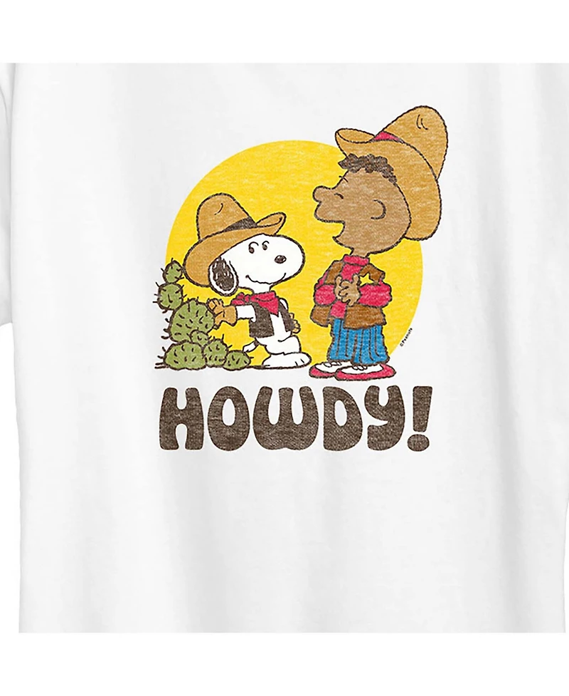 Hybrid Apparel Trendy Plus Peanuts Snoopy & Franklin Western Cowboy Howdy Graphic T-shirt