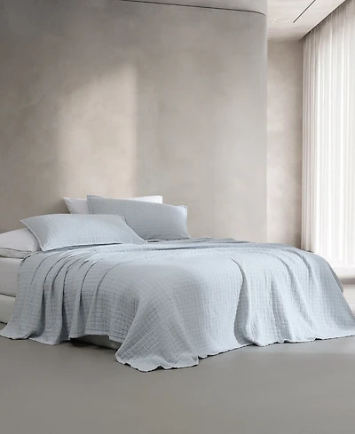 Closeout! Calvin Klein Essential Garment Washed Cotton Jacquard Coverlet, Queen