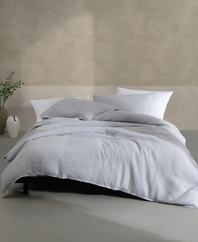 Closeout! Calvin Klein Modern Cotton Ribbed Matelasse Melange Tencel Jersey 3 Piece Duvet Cover Set, Queen