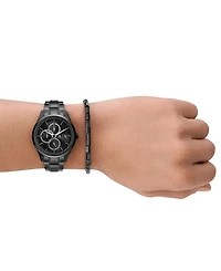 A|X Armani Exchange Men's Multifunction Black Stainless Steel Watch 42mm and Bracelet Set