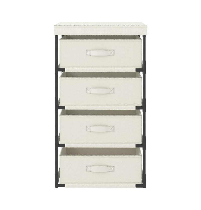 Storage Rack with 4 Fabric Baskets Steel Cream