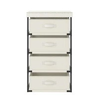 Storage Rack with 4 Fabric Baskets Steel Cream