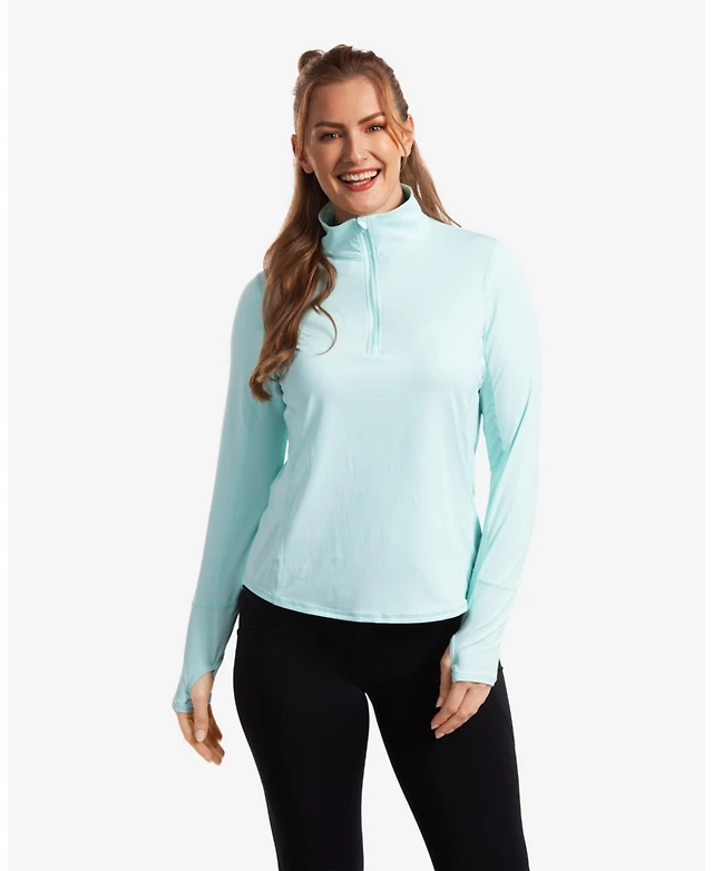 BloqUV Men's Mock Zip Top – UPF Sun Protective, Moisture-Wicking Swim & Sport Shirt