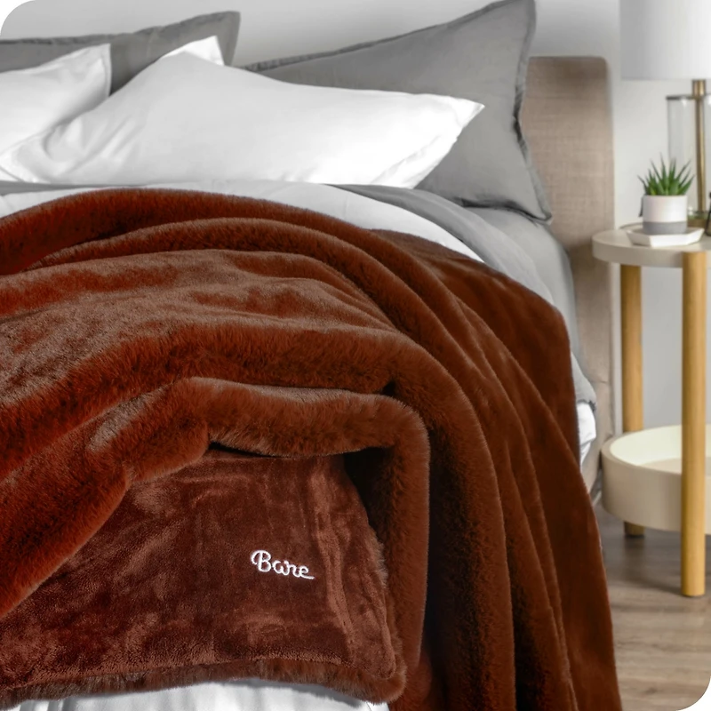 Bare Home Faux Fur Throw Blanket