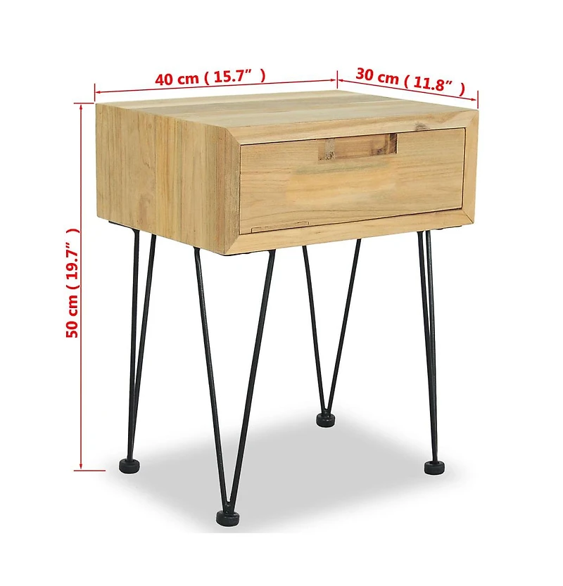 Bedside Cabinet 15.7"x11.8"x19.7" Solid Teak