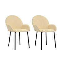 Dining Chairs 2 pcs Cream Velvet