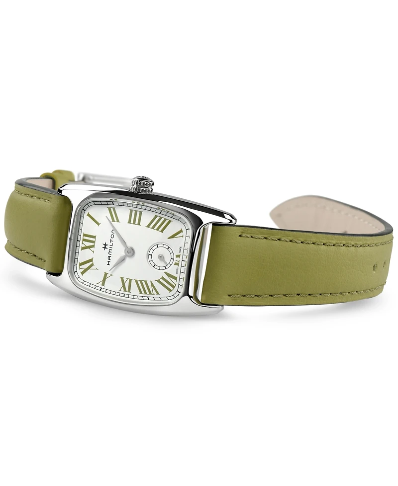 Hamilton Women's Swiss American Classic Small Second Green Leather Strap Watch 24x27mm