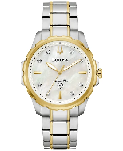 Bulova Women's Marine Star Diamond Accent Two-Tone Stainless Steel Bracelet Watch 36mm