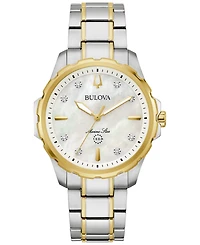 Bulova Women's Marine Star Diamond Accent Two-Tone Stainless Steel Bracelet Watch 36mm