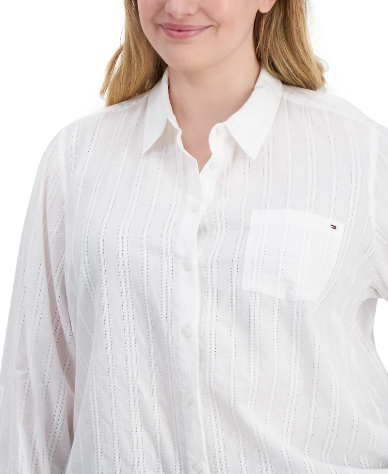 Tommy Hilfiger Plus Cotton Paisley-Print Utility Shirt