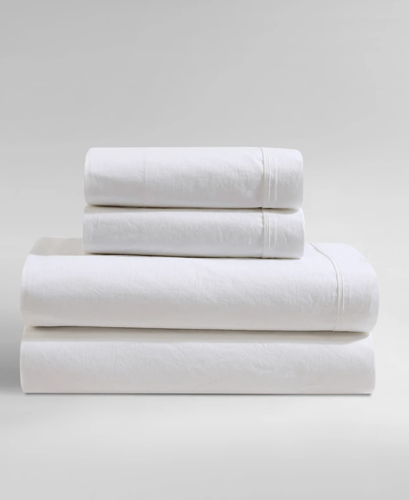 Closeout! Calvin Klein Washed Cotton Percale 4-Pc. Sheet Set