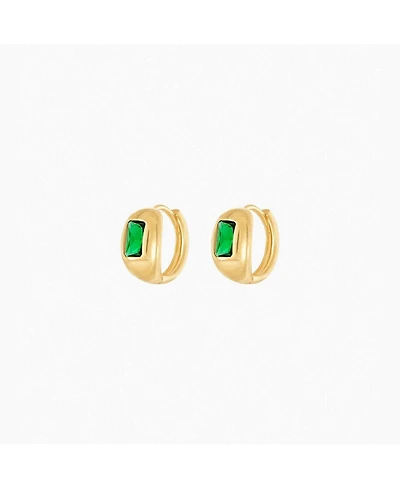 Sterling Silver 18k Gold Plated Lois Emerald Huggies