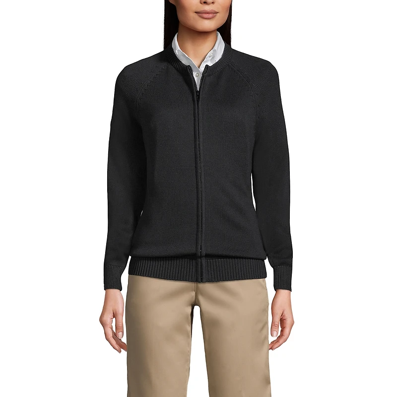 Lands' End Women's Cotton Modal Zip-front Cardigan Sweater