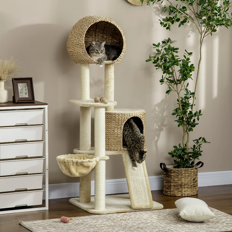 PawHut 59 Inch Cat Tree for Indoor Cats with Cat Condo, Hammock,