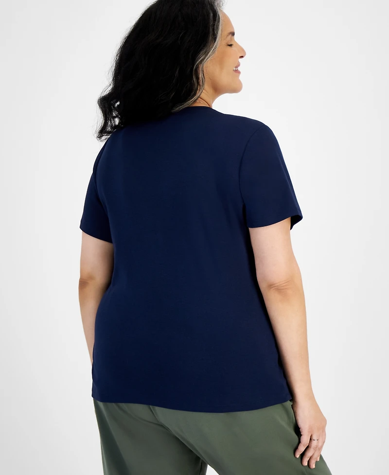Style & Co Plus Short-Sleeve V-Neck Top, Exclusively at Macy's