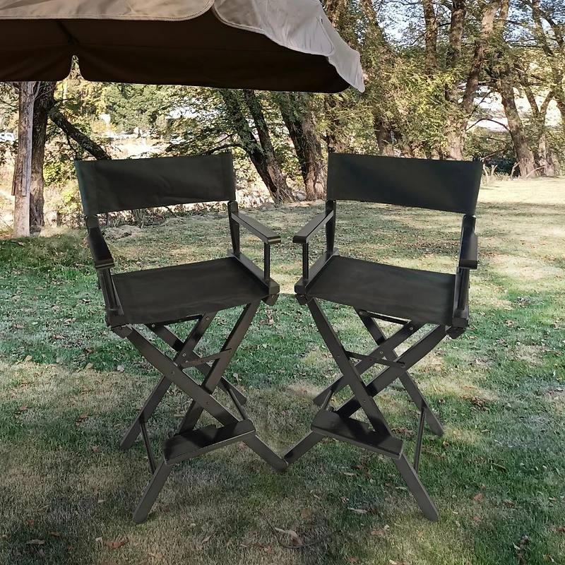 Streamdale Folding Black Director's Chair Set - 2 Pieces