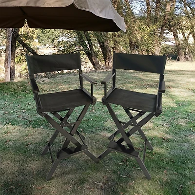 Streamdale Folding Black Director's Chair Set - 2 Pieces
