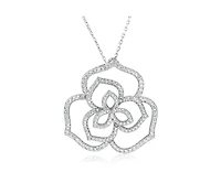 Suzy Levian New York Suzy Levian Sterling Silver Cubic Zirconia Open Wild Flower Pendant Necklace