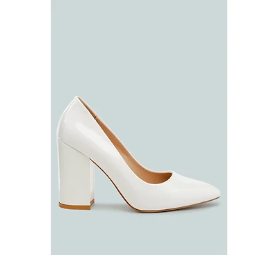 Kamira Patent Faux Leather Block Heel Pumps