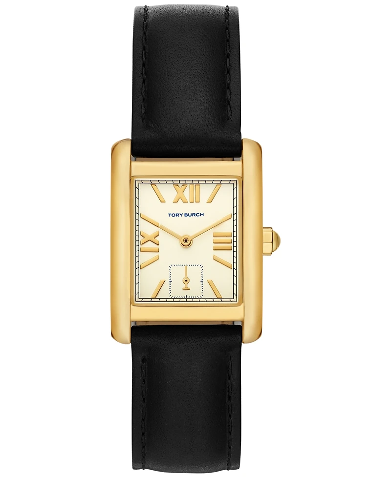 Tory Burch Women's The Eleanor Black Leather Strap Watch 25mm