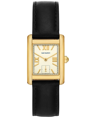 Tory Burch Women's The Eleanor Black Leather Strap Watch 25mm