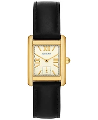 Tory Burch Women's The Eleanor Black Leather Strap Watch 25mm