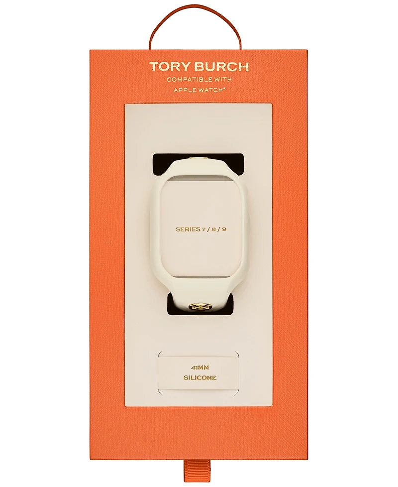Tory Burch The T Monogram White Silicone Strap For Apple Watch 41mm