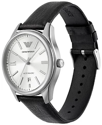 Emporio Armani Men's Automatic Black Leather Strap Watch 41mm